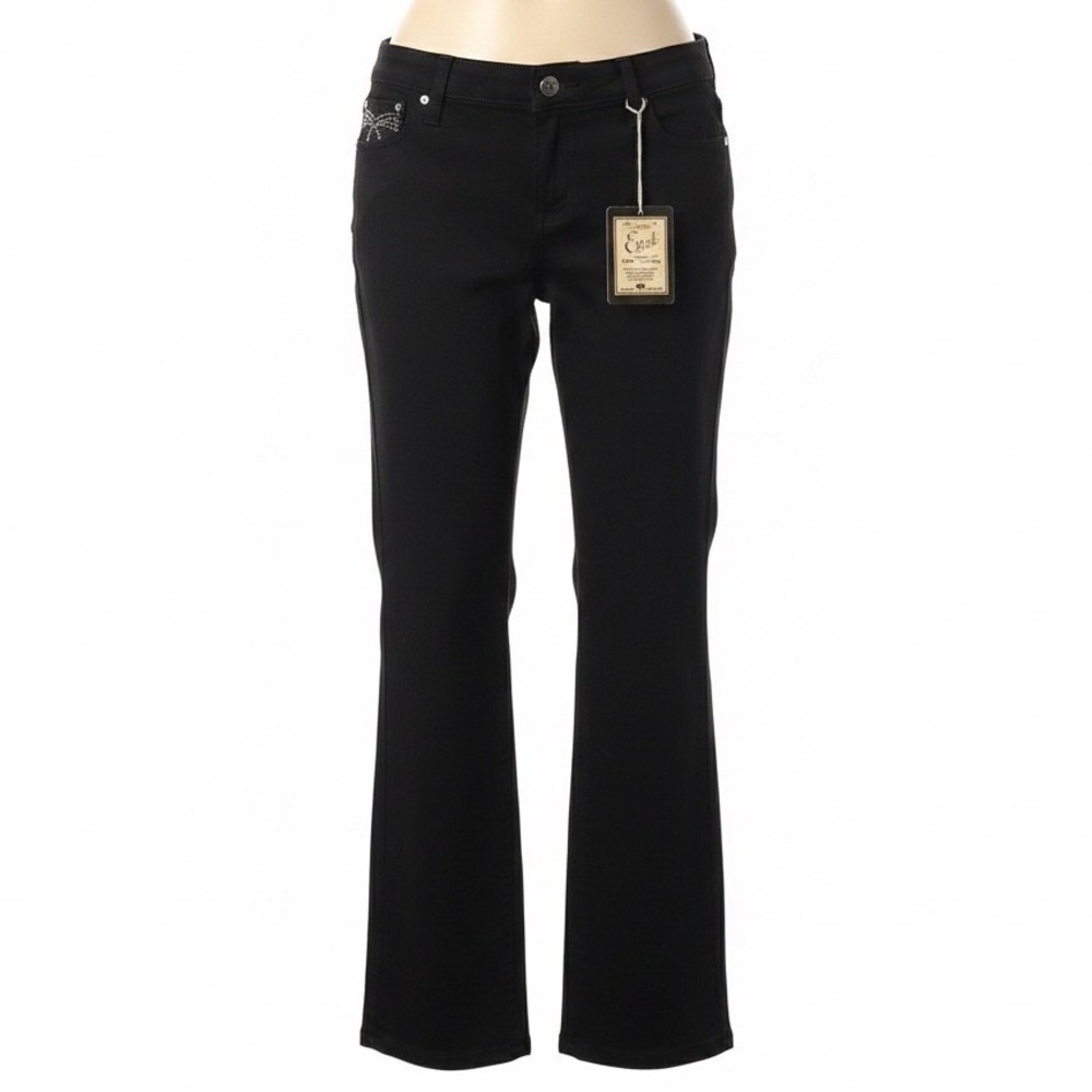 Earl Jean‎ Barely Bootcut Jeans Womens Size 10 Black Rhinestone Embellished Edgy